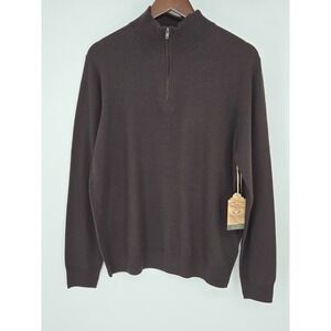 Telluride Clothing Co. 100% Fine Merino Wool Quarter Zip Sweater Mens Large‎ NWT